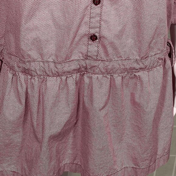 Trovata Burgundy Cinched Waist Mini Dress Button Front Long Sleeve Boho Size M - Picture 4 of 11